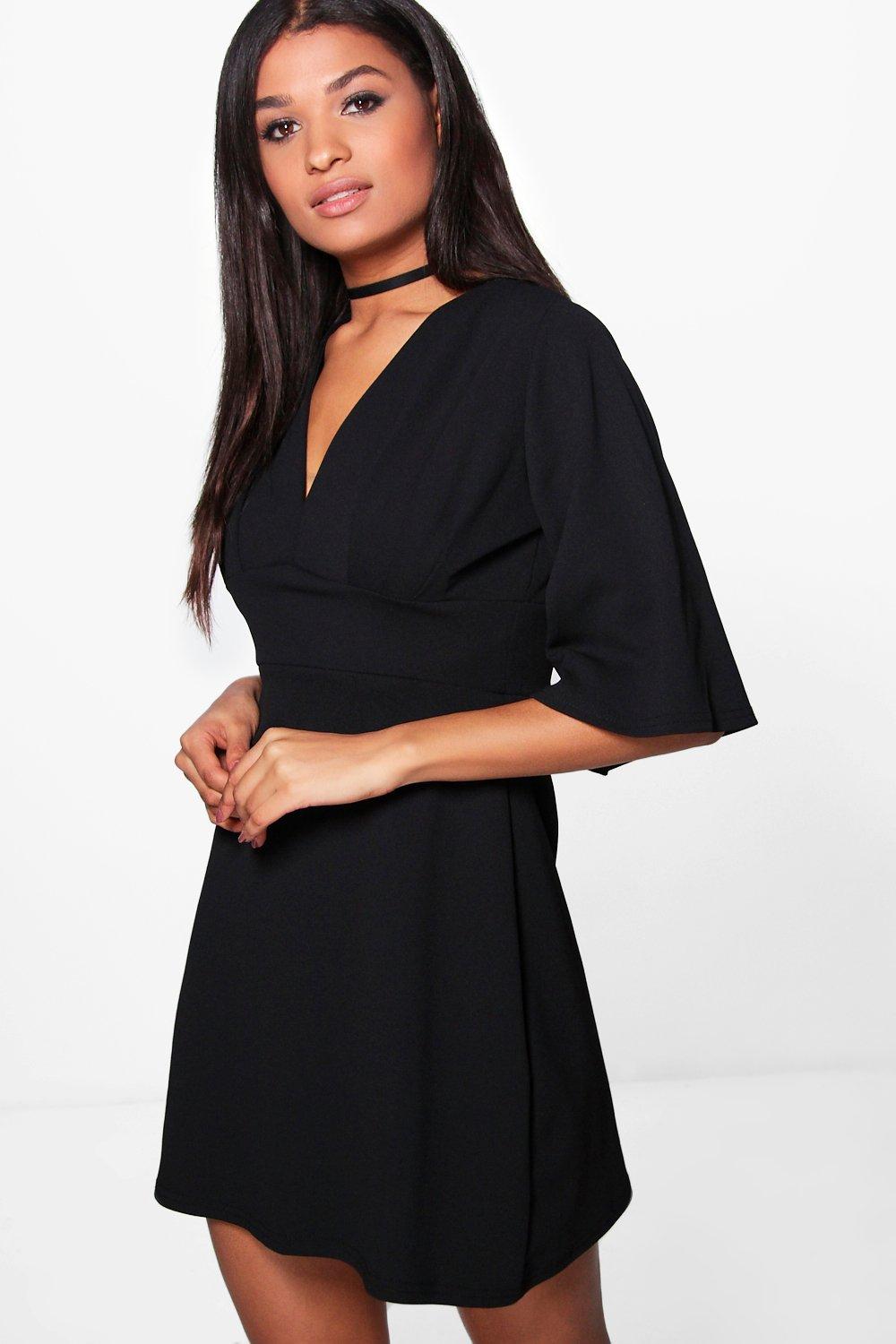 Elin Pleat Top Kimono Sleeve Skater Dress