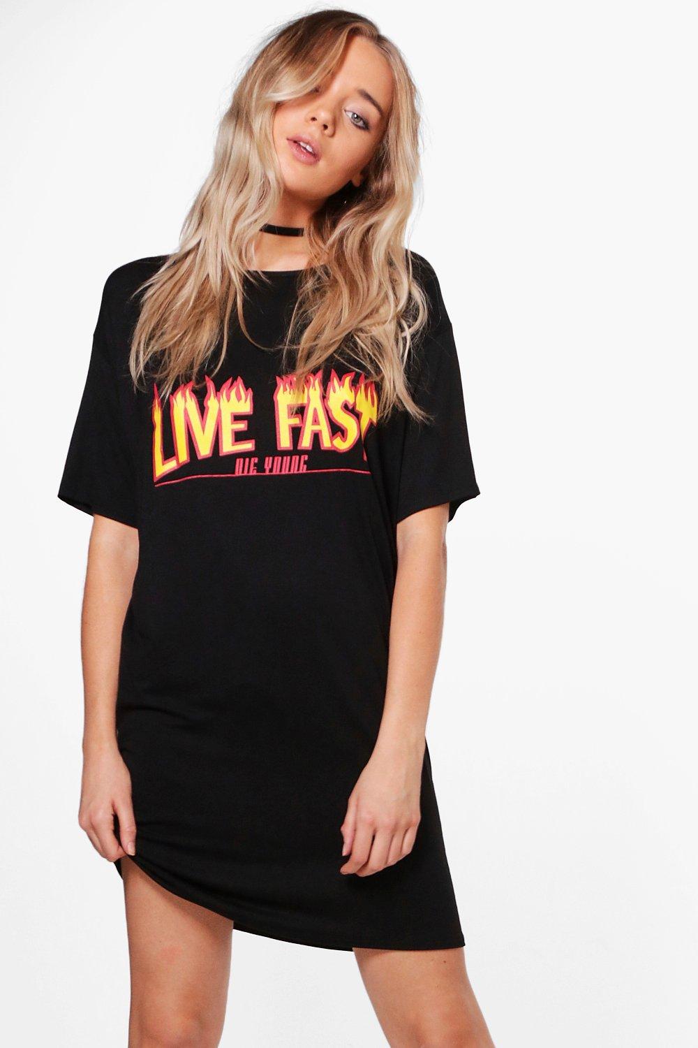 Fi Live Fast Printed Oversized T-Shirt Dress!