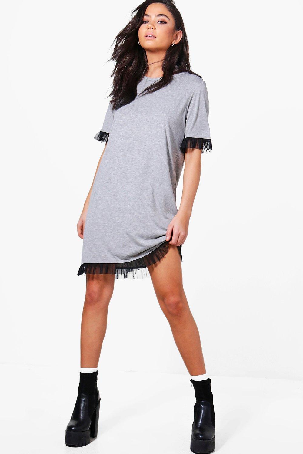 Marnie Mesh Ruffle T-Shirt Dress