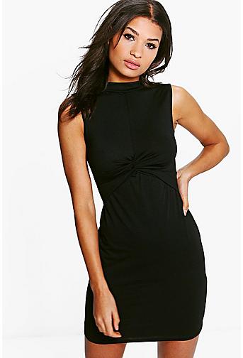 Allie Knot Front Sleeveless Bodycon Dress