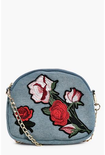 Sofia Denim Embroidered Cross Body Bag