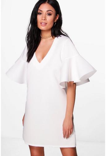 Heidi Scuba Frill Sleeve Shift Dress