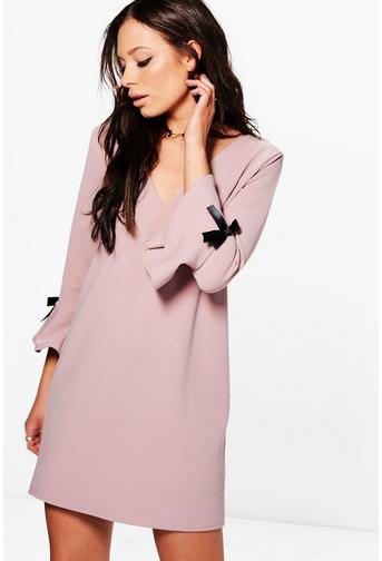 Rhea Frill Tie Sleeve Formal Shift Dress