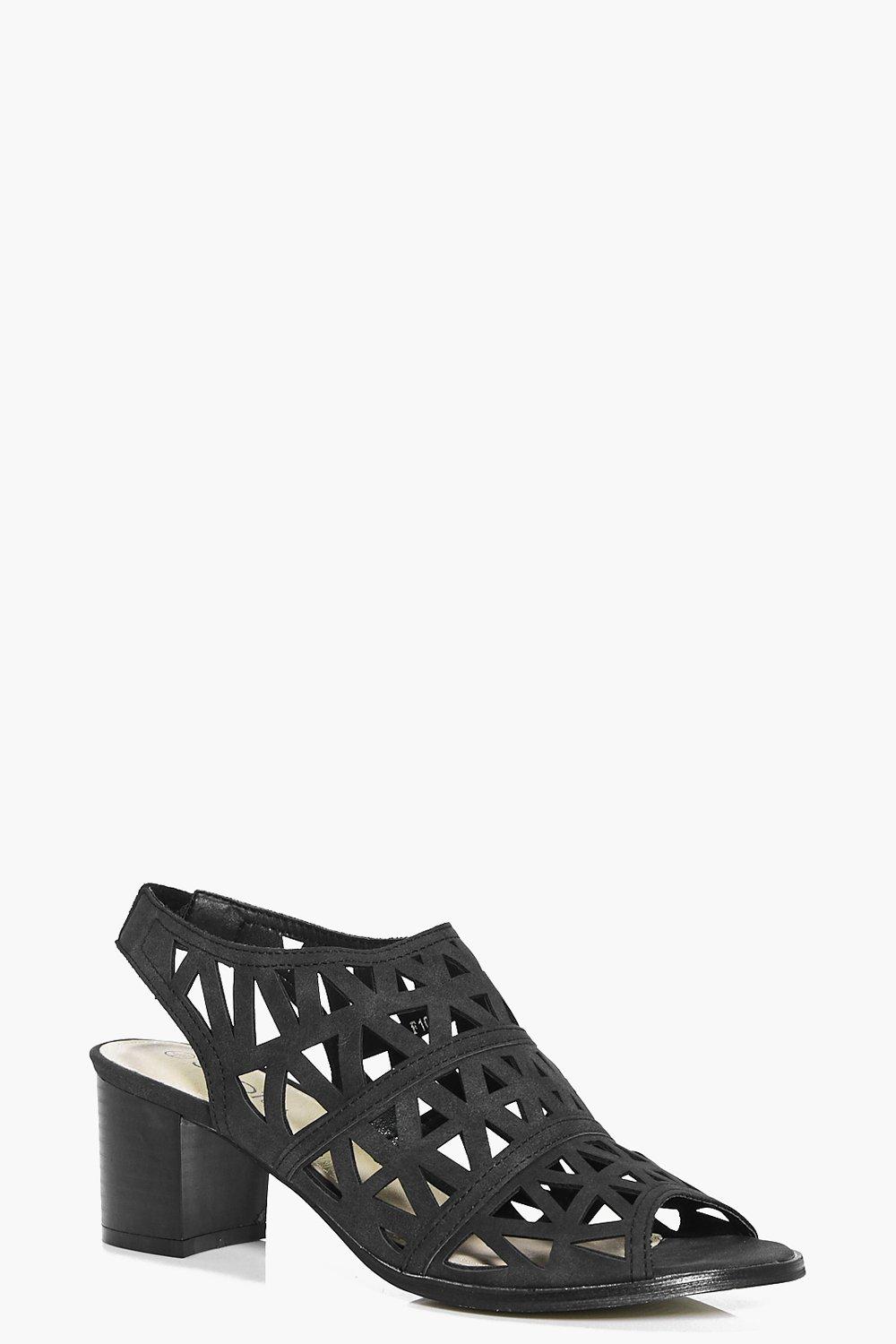 Harriet Lazer Cut Peeptoe Shoe Block Heels
