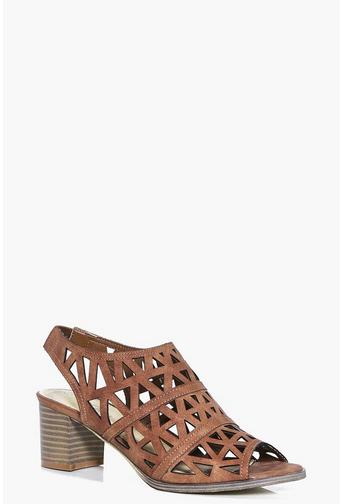 Harriet Lazer Cut Peeptoe Shoe Block Heels
