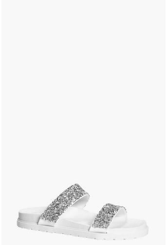 Keira Caviar Bead Double Band Sliders