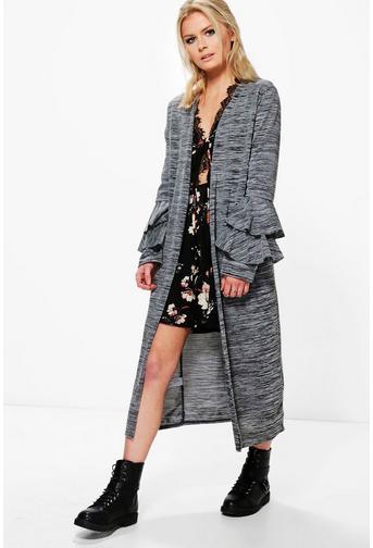 Emma Ruffle Sleeve Midi Cardigan