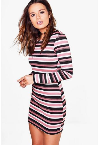 Amelia Stripe Long Sleeve Bodycon Dress