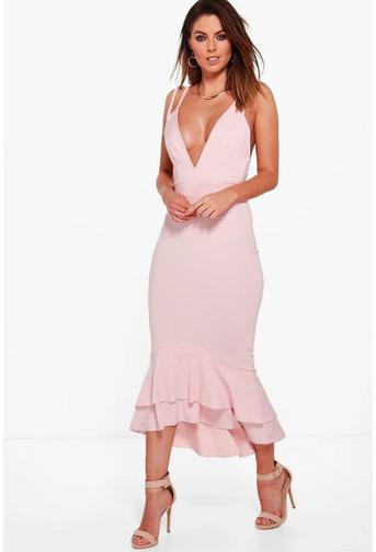 Steph Strappy Peplum Hem Midi Dress