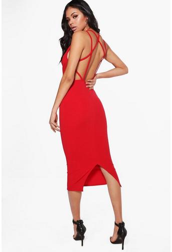 Evie Strappy Back Midi Bodycon Dress