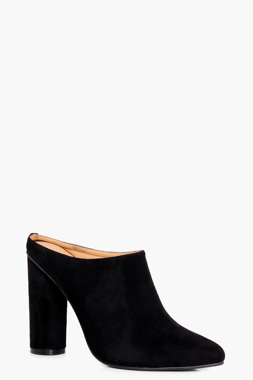 closed toe block heel mules