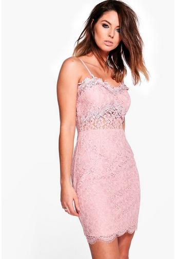 Boutique Fez Crochet Trim Lace Bodycon Dress