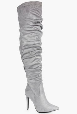 Sophie Ruched Suedette Over The Knee Boot