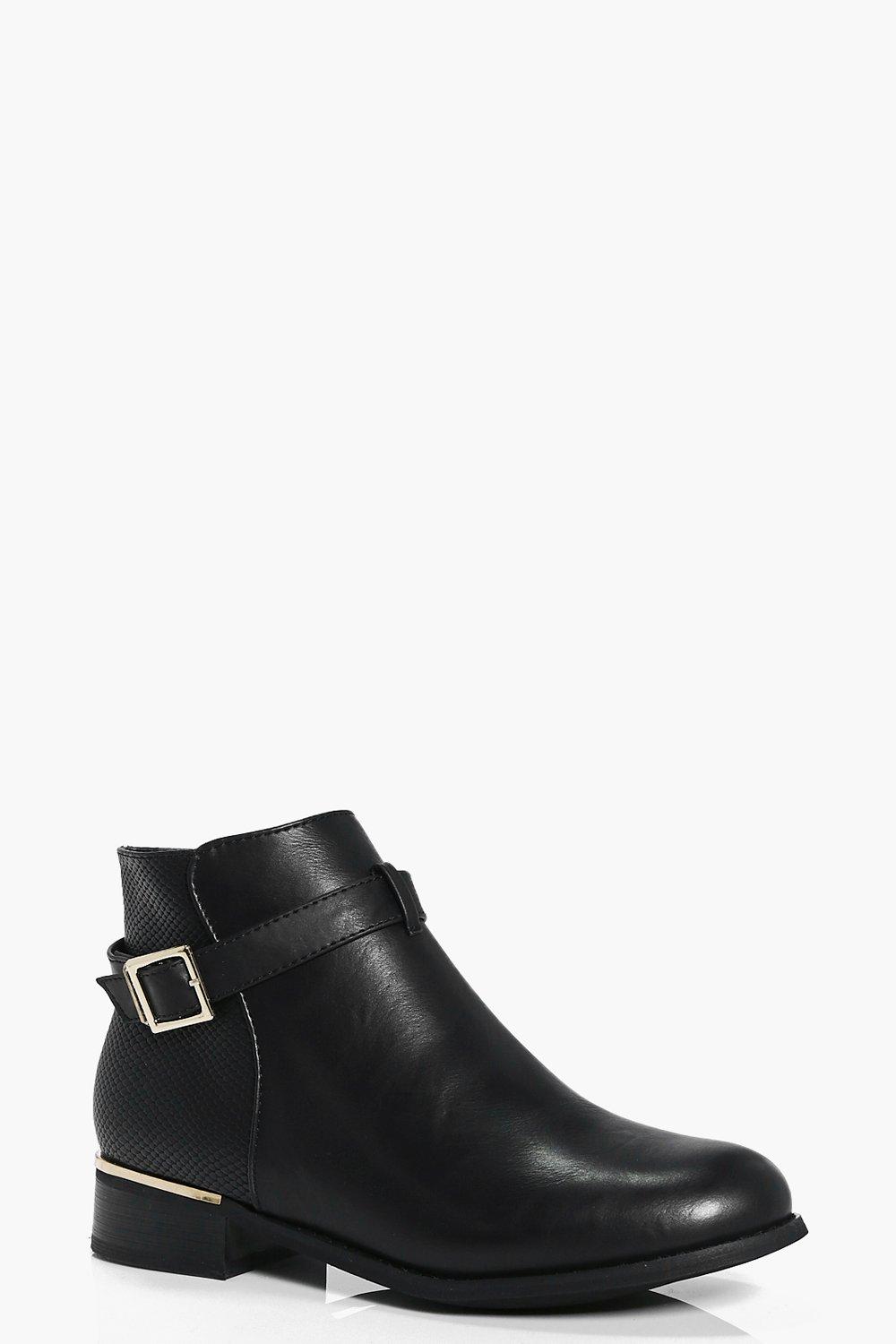 Tia Metallic And Buckle Trim Chelsea Boot