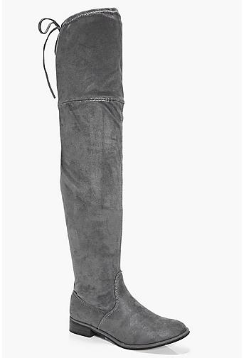 Frances Flat Suedette Thigh High Boot