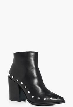 Katie Studded Trim Pointed Ankle Boot