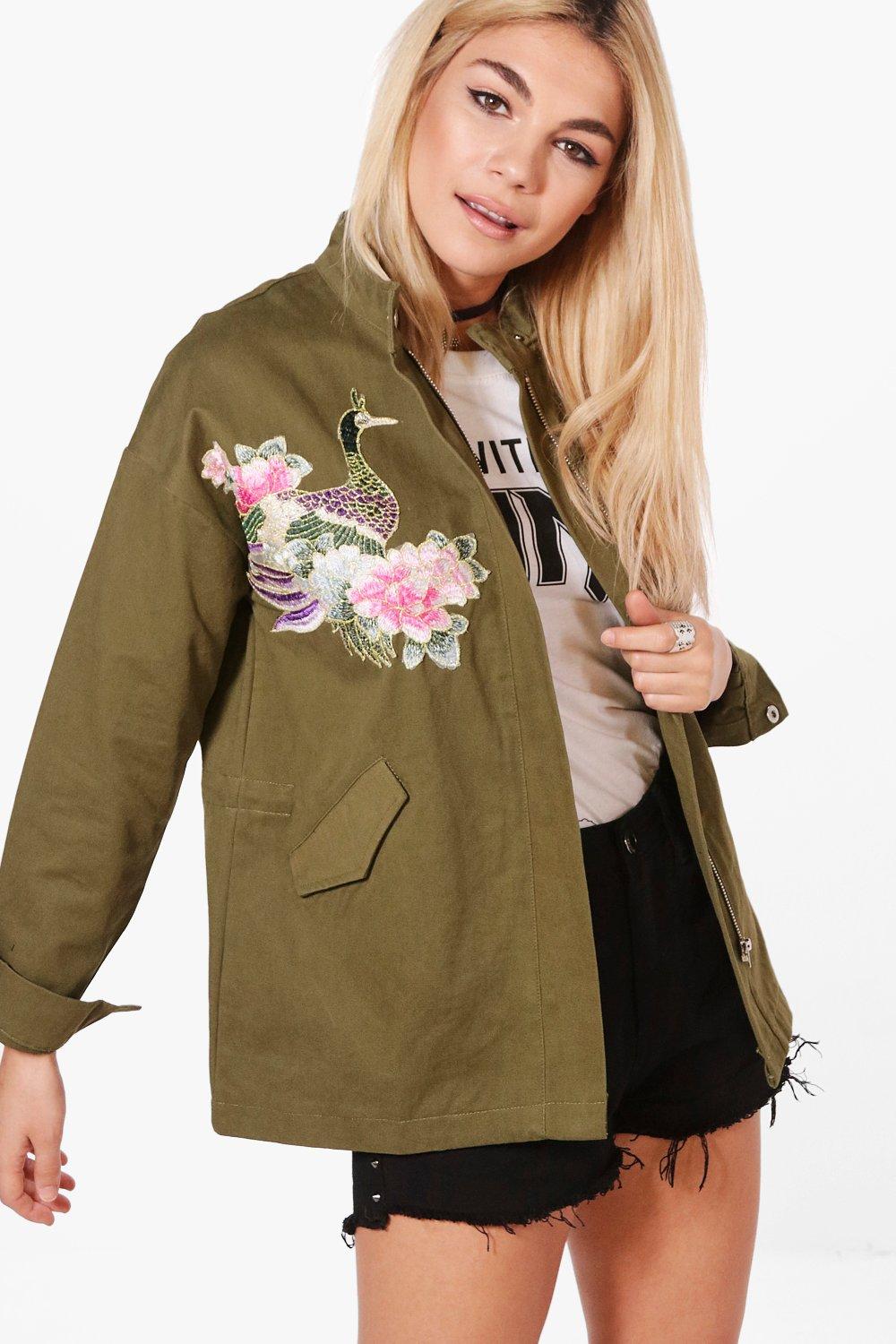 Boohoo Womens Lucy Boutique Floral Embroidered Utility Jacket eBay