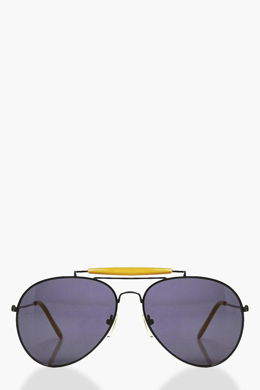 Lyla Contrast Brow Bar Aviator Sunglasses