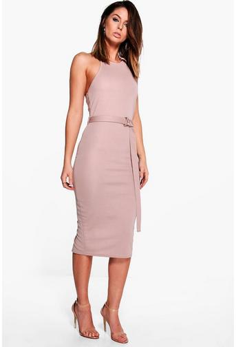 Erin Ring Detail Halter Neck Midi Dress