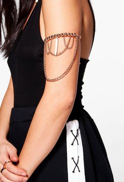 Sarah Crystal & Chain Drop Arm Cuff