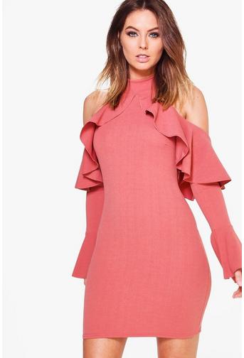 Tess Frill Cold Shoulder Bodycon Dress