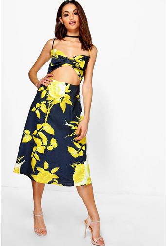Boutique Kate Floral Bow Midi Skater Dress