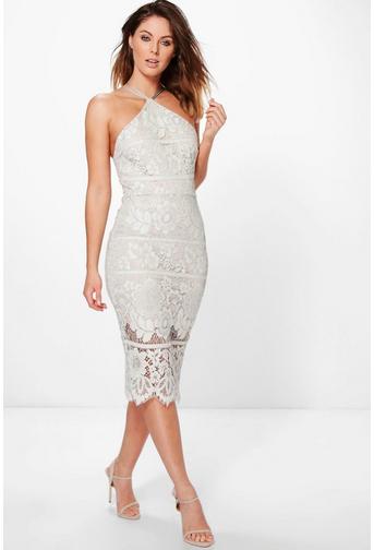 Boutique Lo Lace Strappy Midi Bodycon Dress