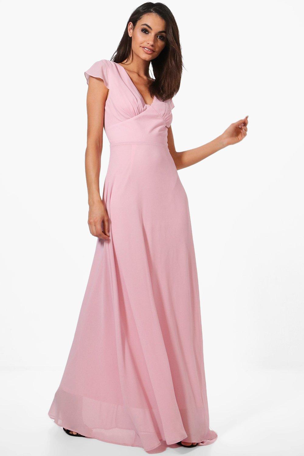 Boutique Chiffon Cap Sleeve Maxi Dress Boohoo 