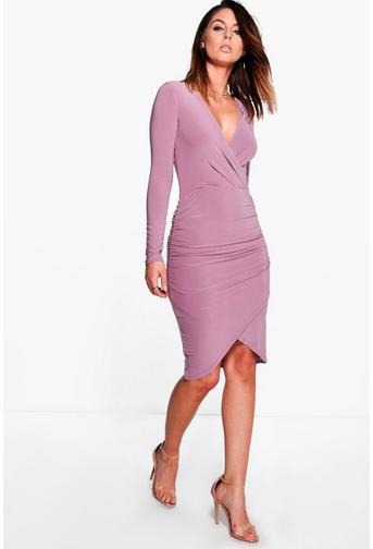 Di Slinky Long Sleeved Ruched Bodycon Dress