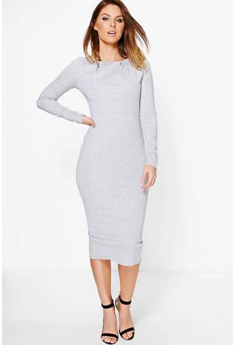 Ita Pleat Structured Top Detail Midi Dress