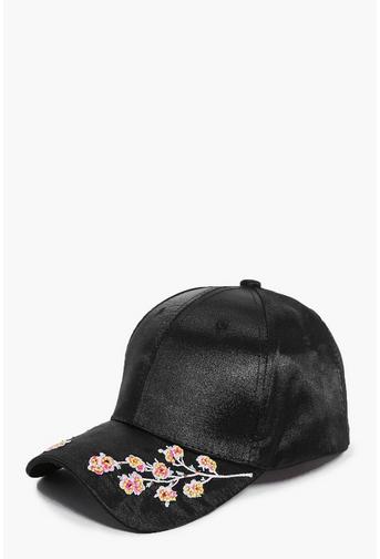 Evelyn Embroidered Satin Baseball Cap