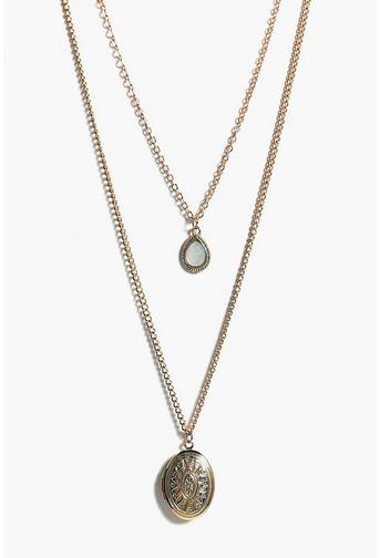 Ivy Stone And Ornate Charm Necklace