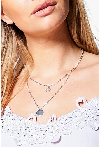 Zoe Circle Diamante Layered Necklace