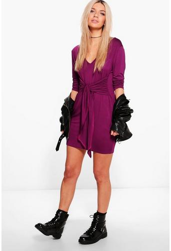 Willa Tie Waist Long Sleeve Shift Dress