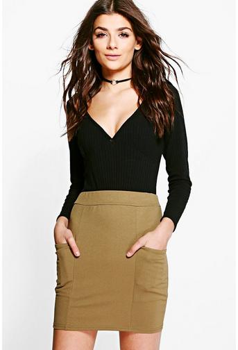 Suria Crepe Pocket Side Mini Skirt