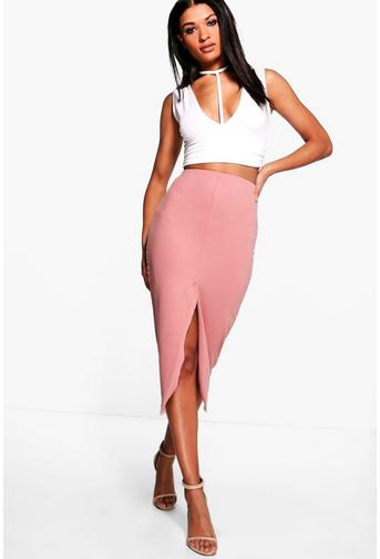 Harper Crepe Front Split Midi Skirt