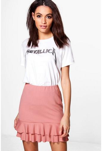 Geneva Crepe Ruffle Hem Mini Skirt