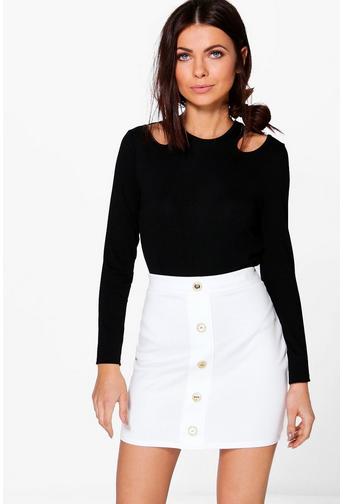 Samira Utility Button Detail Mini Skirt