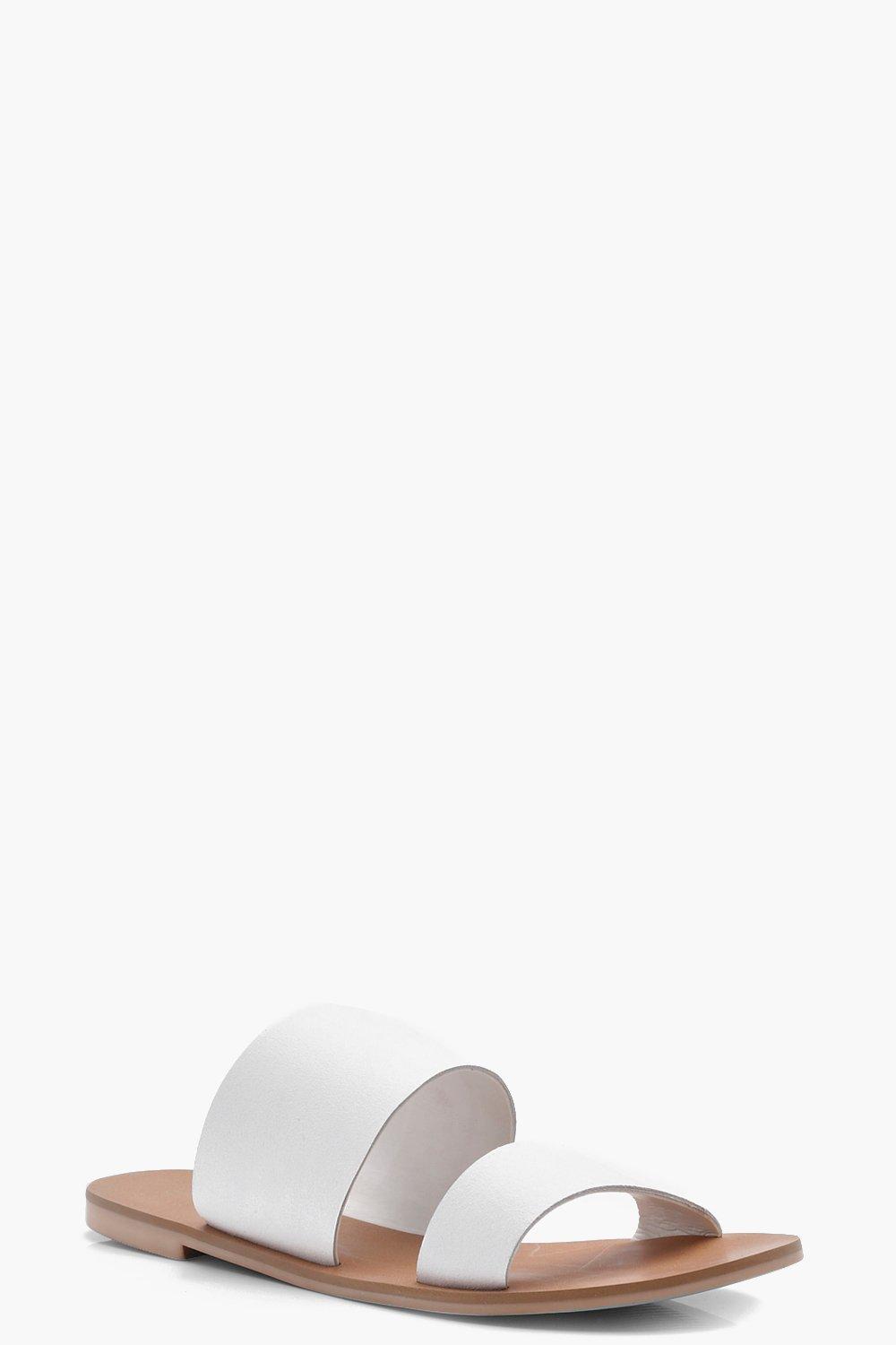 white leather slider