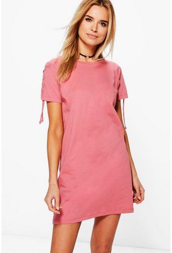 Ciara Lace Up Shoulder T-Shirt Dress