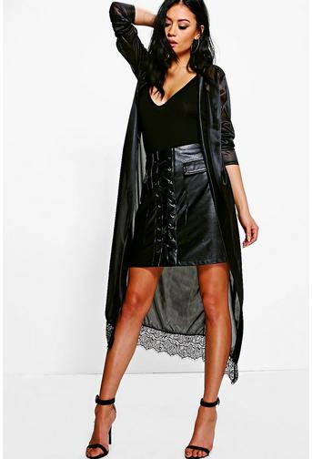 Heidi Silky Lace Hem Belted Duster