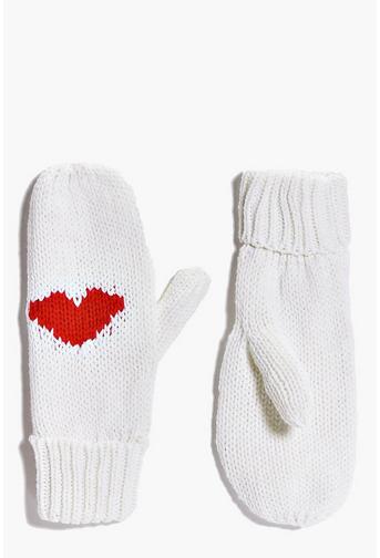 Lyla Heart Knitted Fleece Lined Mittens