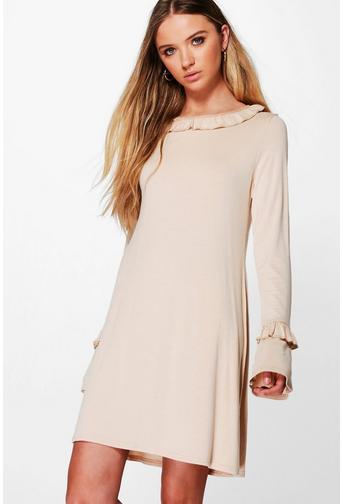 Stacey Ruffle Sleeve and Collar Shift Dress