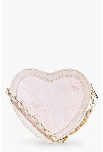 Kayla Faux Fur Heart Cross Body Bag