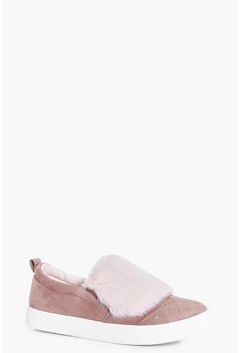 Rebecca Faux Fur Trim Skater