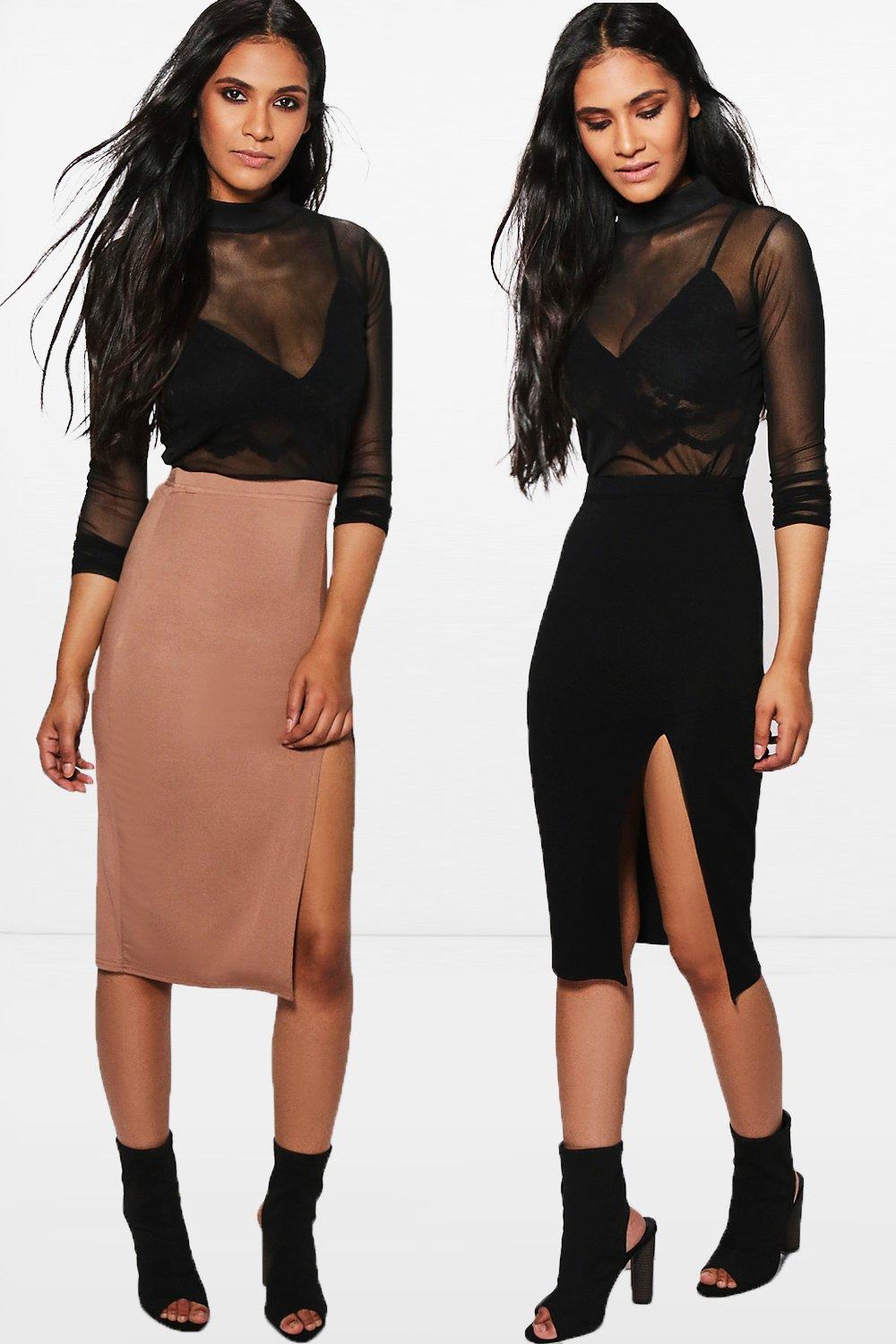 midi skirt with side split