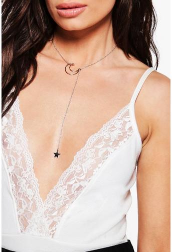 Daisy Star & Moon Plunge Necklace