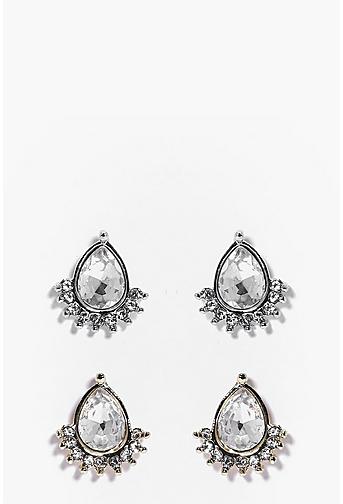 Brooke Embellished Diamante 2 Pack Stud Earrings
