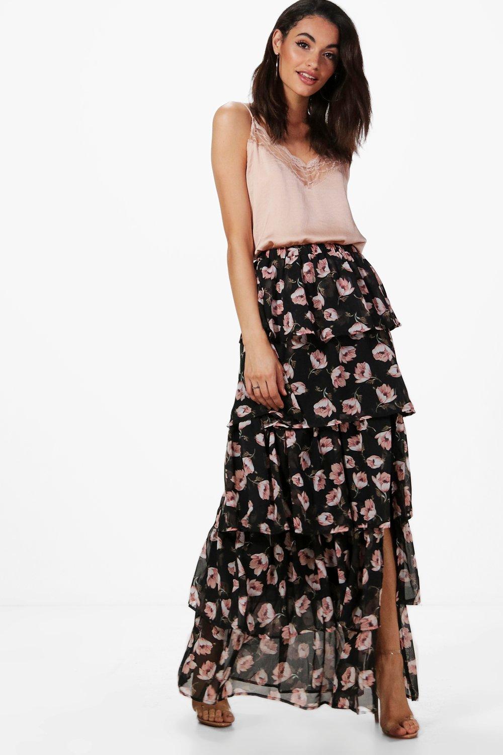 long ruffle maxi skirt