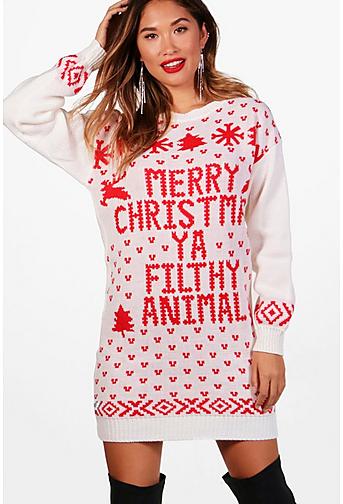 Daisy Merry Christmas Ya Filthy Animal Jumper Dress